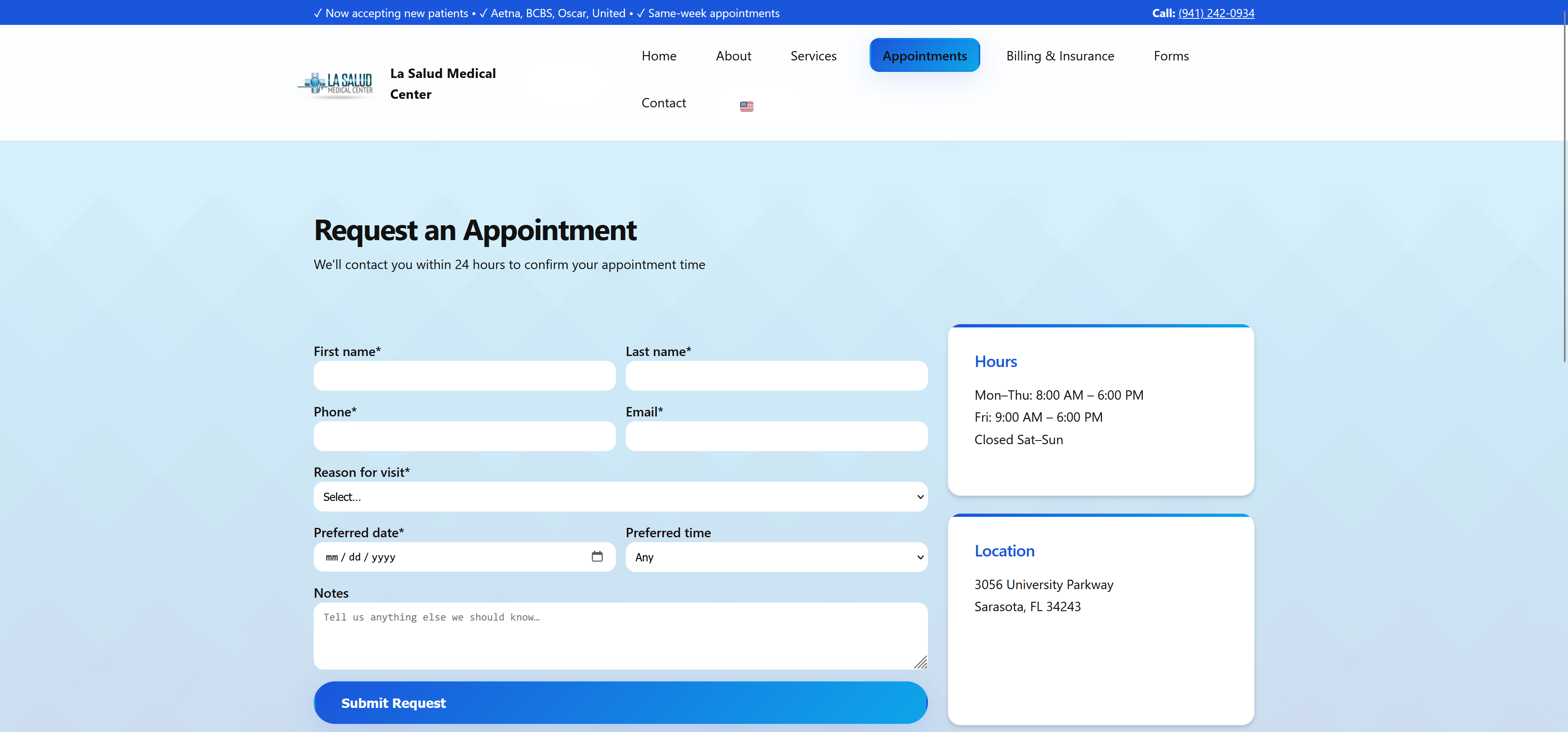 La Salud Website - Appointment System