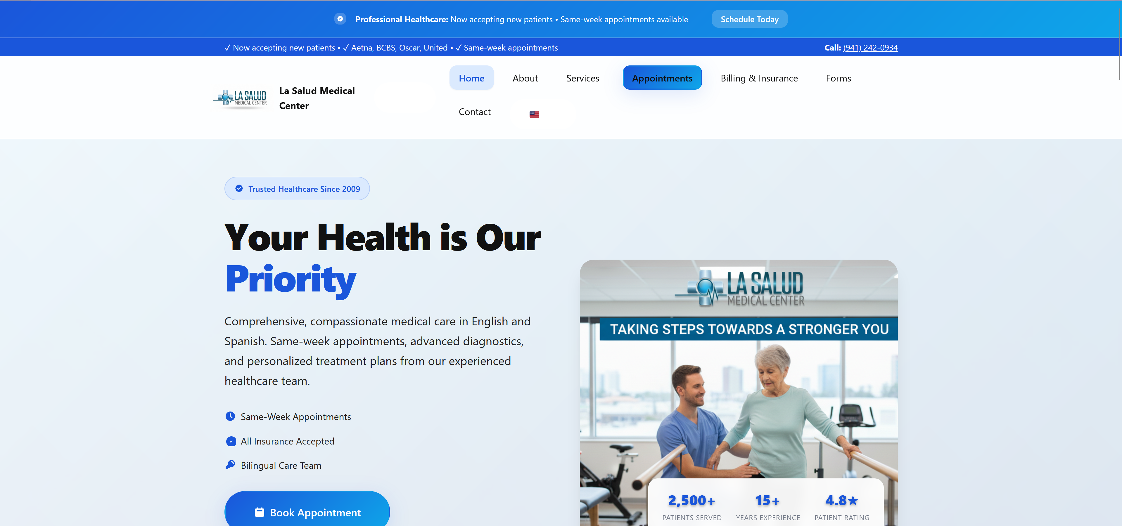La Salud Website Homepage